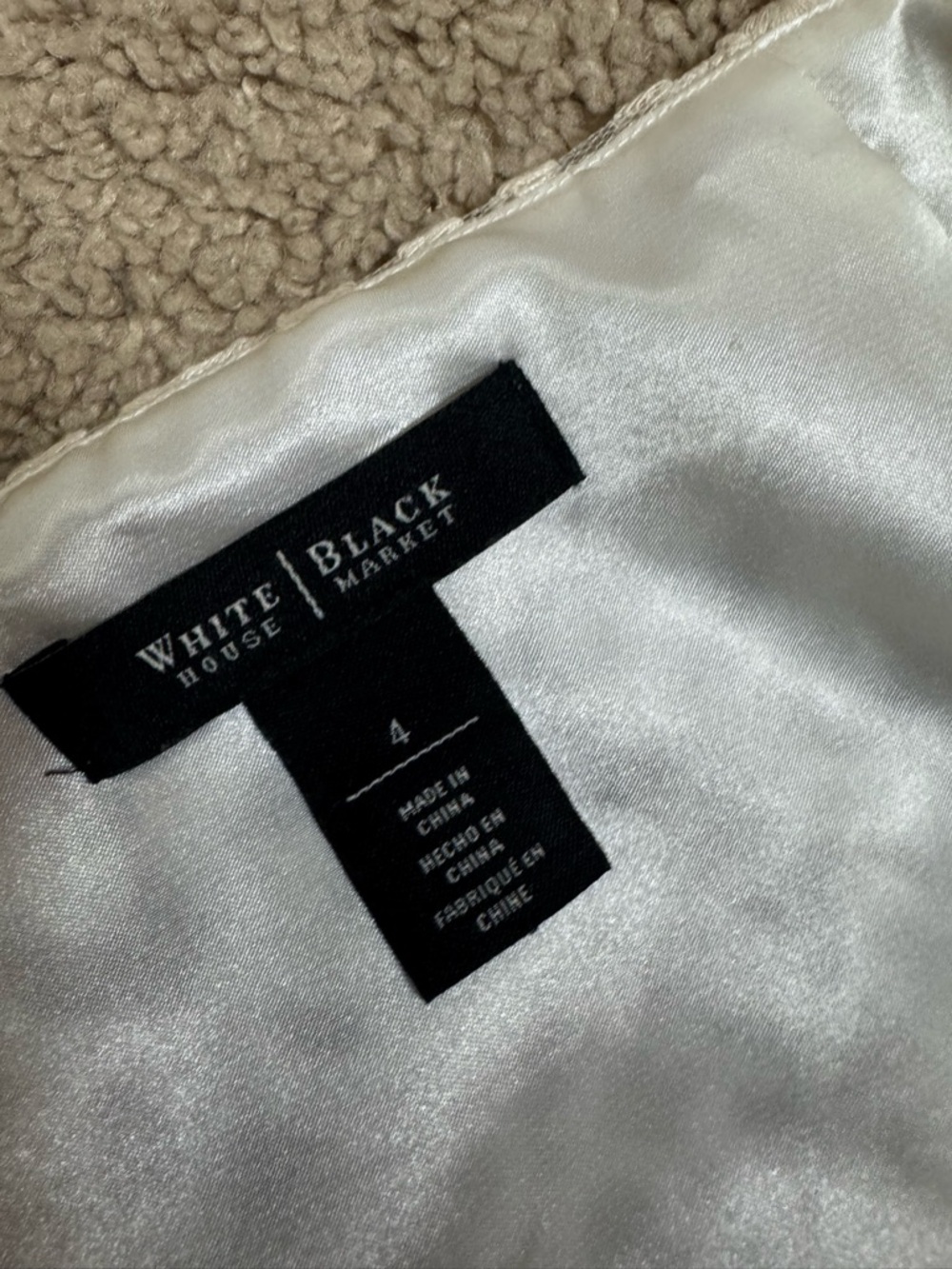 White House Black Market Lace Top & Skirt Set Cream Tan Size 4/6 - Picture 8 of 10